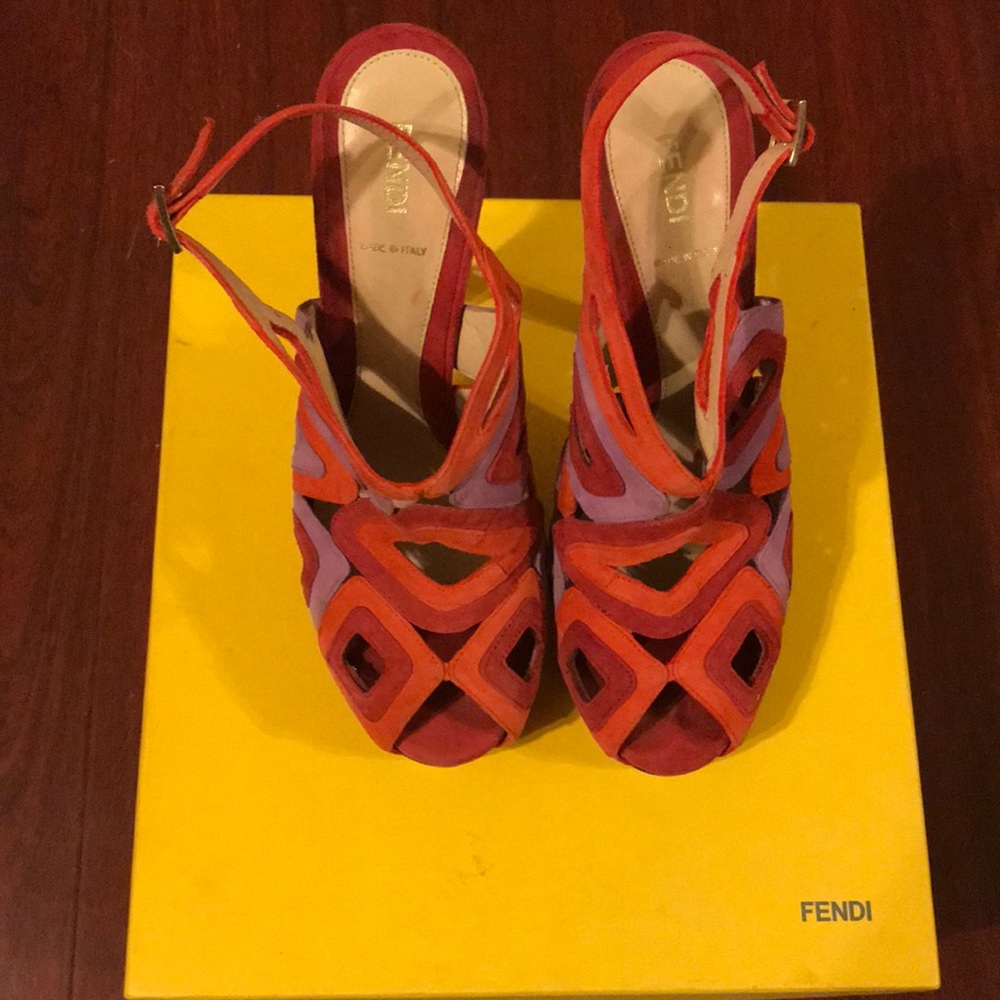 Fendi Multi Colored Sling Back Heel